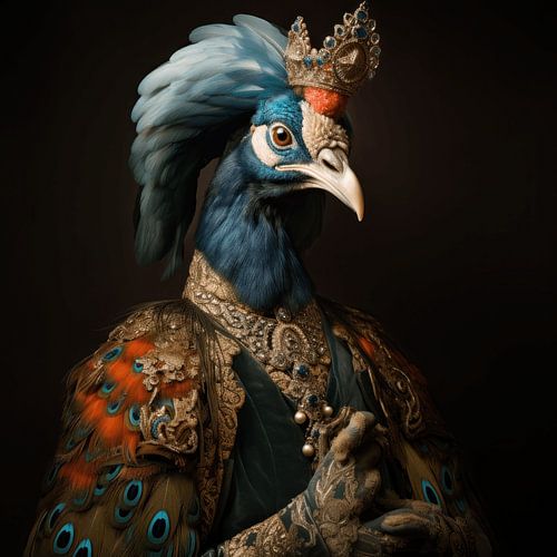 Portret van een adelijke pauw