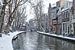 Een winterse plaat van de besneeuwde Twijnstraat a/d Werf in Utrecht, NL van Arthur Puls Photography