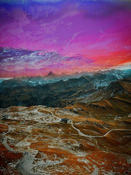 De Alpen ontvouwen - Roze geïnternaliseerd