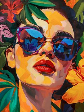 Summertime! Portrait of a modern young lady in the style of Frida by Roger VDB