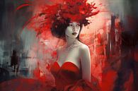 Portret "Lady in red" van Studio Allee thumbnail