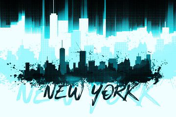 Graphic Art NYC Skyline II | cyan by Melanie Viola