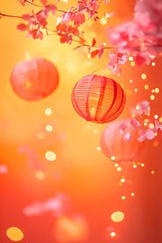 Gloeiende papieren lampions van Poster Art Shop