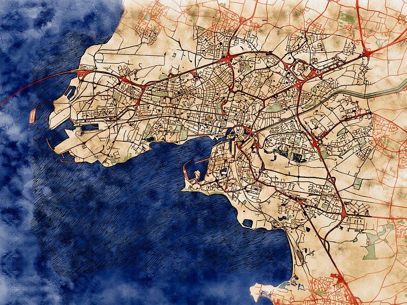 Map of La Rochelle with the style 'Serene Summer' by Maporia
