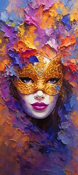 Goldene Geheimnisse | Portrait Goldene Maske von Blikvanger Schilderijen