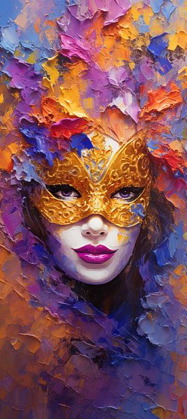 Secrets d'or | Portrait Masque d'or par Peintures accrocheuses