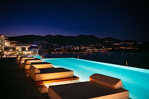 Luxury Rooftop Infinity Pool with Night View over Agios Nikolaos