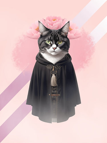 Harry the Cat – pink digital cat art inspired by Harry Potter