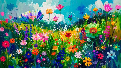 Überschwänglicher Sommer! Feld mit Wildblumen