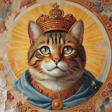 Fresco of a Royal Cat van J.O. Han