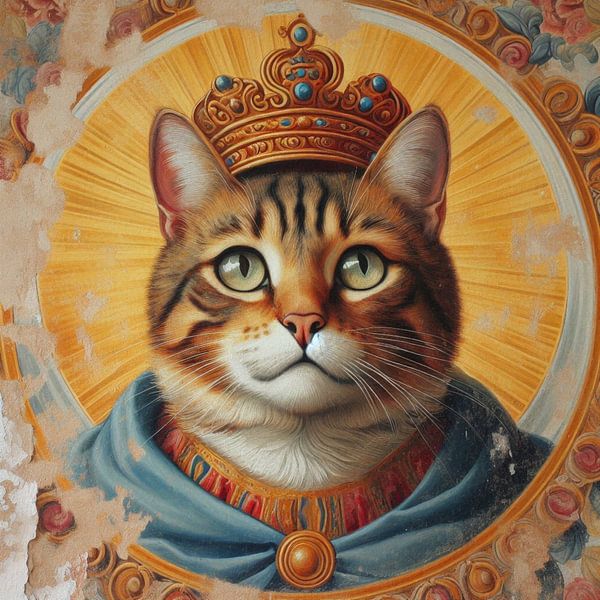Fresco of a Royal Cat van J.O. Han