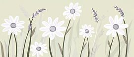 Délicate prairie de fleurs blanches - couleurs pastel sur Poster Art Shop