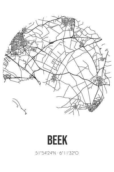 Beek (Gelderland) | Landkaart | Zwart-wit van Stad & Wand