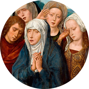 Schilderij, De maagdelijke weeklacht, de heilige Johannes en de heilige vrouw van Galilea van Atelier Liesjes