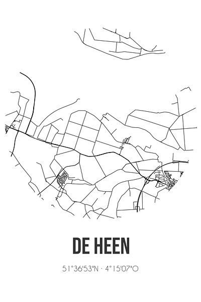 De Heen (North Brabant) | Map | Black and White by Prints of Place