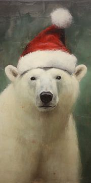Ours polaire portant un chapeau de Père Noël sur Whale & Sons