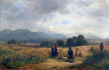 Opper-Beieren bij Habach, oogstdag, ADOLF HEINRICH LIER, 1860