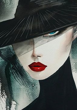 Under the Midnight Hat van Abstract Schilderij