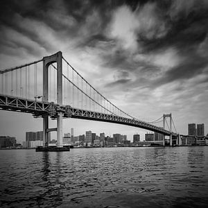 Rainbow Bridge Tokyo - Vue sur la baie - Monochrome