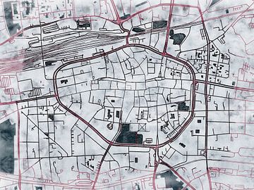 Kaart van Dortmund centrum in de stijl 'White Winter' van Maporia