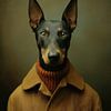 Dobermann-Porträt im Rembrandt-Stil - Das Schweigen des Denkers von Joriali Fine Art