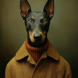 Portrait de doberman dans le style de Rembrandt - Le silence du penseur sur Jorali Beaux-Arts
