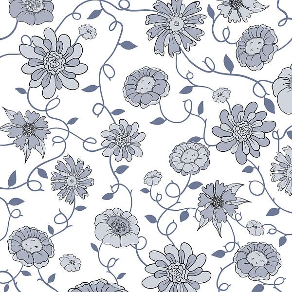 Angleterre moderne - fleurs blanches et bleues par Studio Hinte