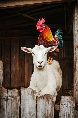 Haan op de geit: een vriendelijk duo