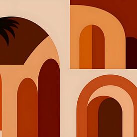 Warm Vintage Arch Architecture Landscape Mid-Century Modern Bauhaus by Mad Dog Art