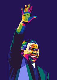 Portrait de Nelson Mandela dans le style pop art sur Dico Hendry