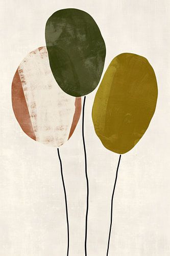 Œuvre d'art abstraite minimaliste avec trois ballons