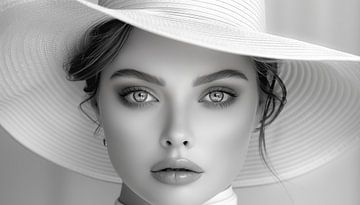 Woman in white hat panorama by TheXclusive Art