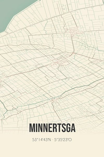 Vintage map of Minnertsga (Fryslan) by Prints of Place