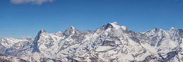 Panorama mit Eiger Mönch und Jungfrau im Winter mit Schnee