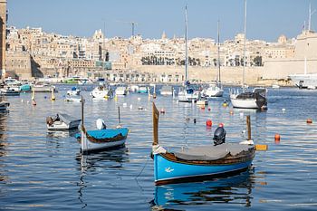 fishing boats in the harbour of Valletta, Malta