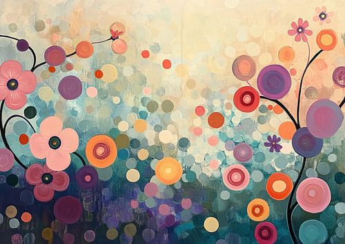 Gestileerde Bloemen Schilderij
