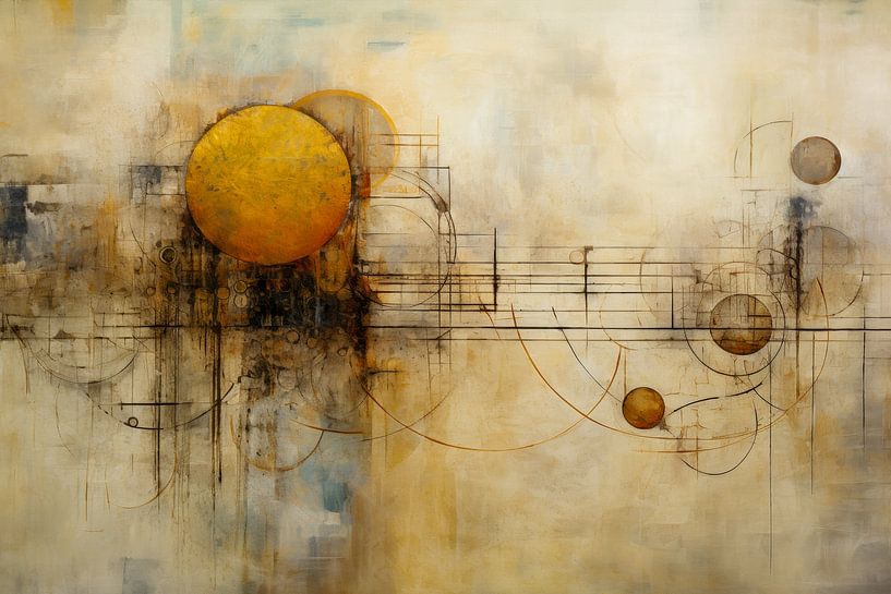 Golden Sun in Earth Tones - Abstract Painting by Joriali Abstract