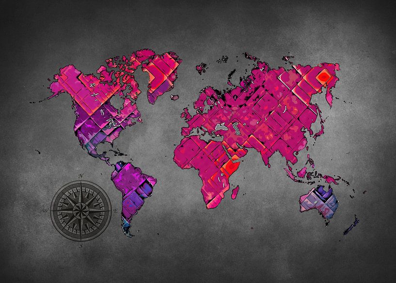 world map art purple and black  #map #worldmap by JBJart Justyna Jaszke