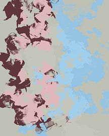 Organic shapes. Modern abstract art in brown, pink, pistachio, blue by Dina Dankers