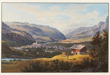 Uitzicht op Andéer vanuit Splugen, genomen links van Barenbourg, Johann Ludwig Bleuler