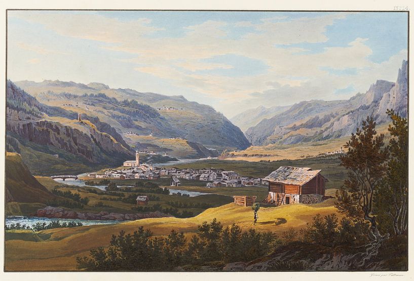 View of Andéer coming from Splugen taken to the left of Barenbourg, Johann Ludwig Bleuler by Masterful Masters