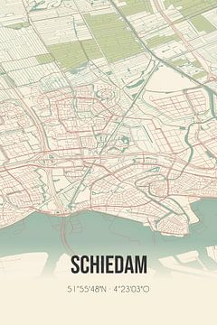 Vintage map of Schiedam (South Holland) by Rezona