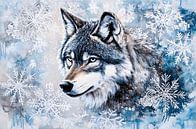 Wolf surrounded by snowflakes by Imperial Art House thumbnail