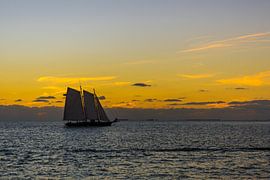 USA, Florida, Sailing boat on the water at key west after sunset by adventure-photos