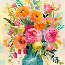 Farbenfrohe Blumen in der Vase von Floral Abstractions