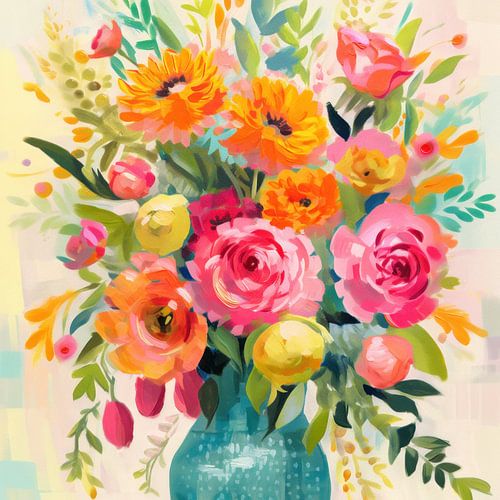 Kleurrijke bloemen in een vaas