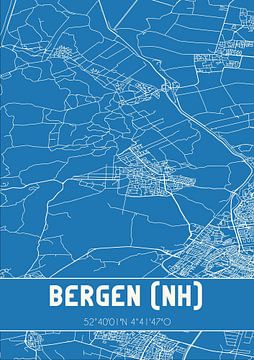 Blaupause | Karte | Bergen (NH) (Nord-Holland) von Rezona