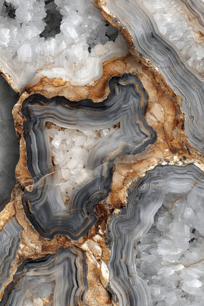 Black agate with white crystal core as decoration by Digitale Schilderijen