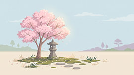 Cherry Blossom and Stone Lantern — Serene Japanese Pixel Art by my pixel art