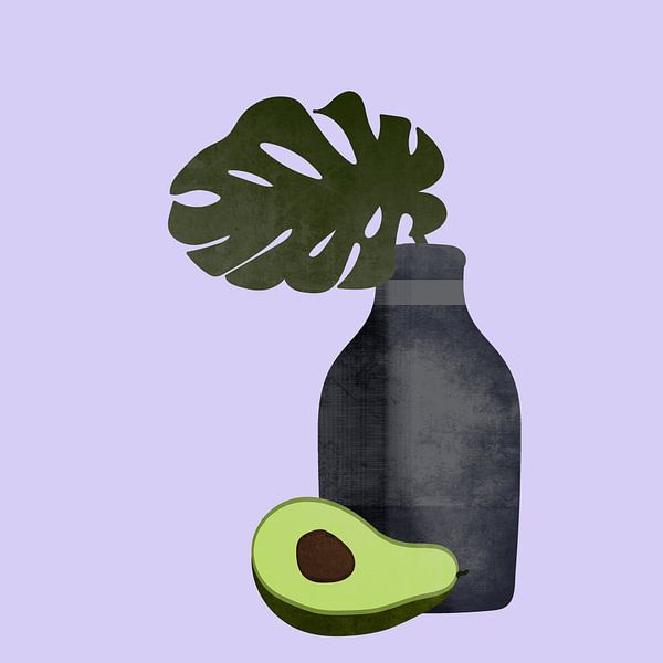 Bohemian Monstera in vaas van Bianca van Dijk